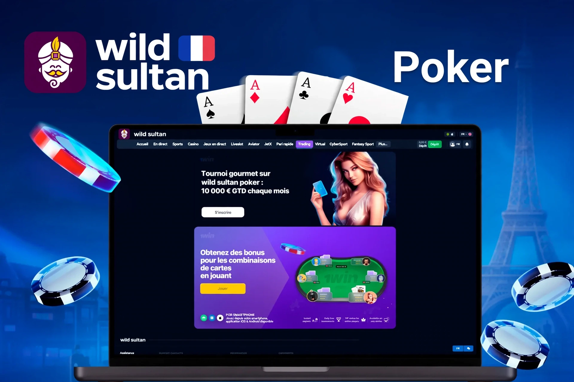 Promotion poker d'Extra Casino présentant un tournoi gastronomique avec un prix garanti de 10 000 $ et des bonus pour les combinaisons de cartes