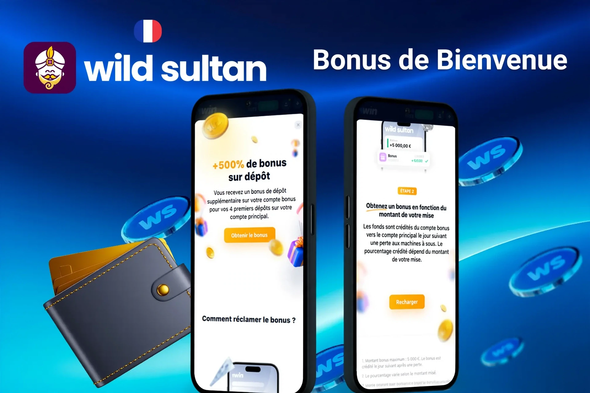 écran du bonus de bienvenue d'Extra Casino avec bonus de dépôt jusqu'à 100% et 100 tours gratuits, affiché sur deux écrans mobiles