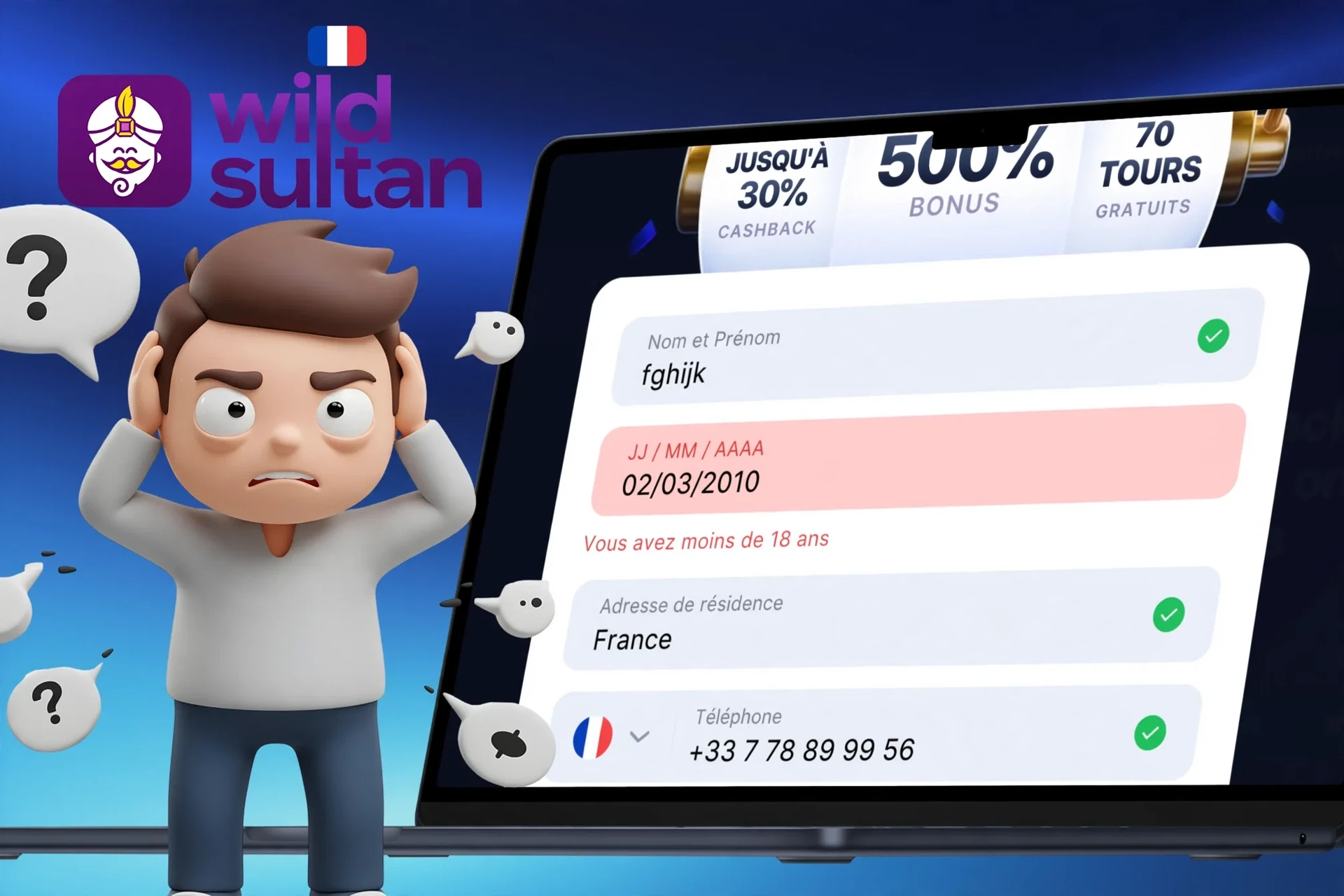 Description des difficultés possibles lors de l'inscription sur Extra Casino